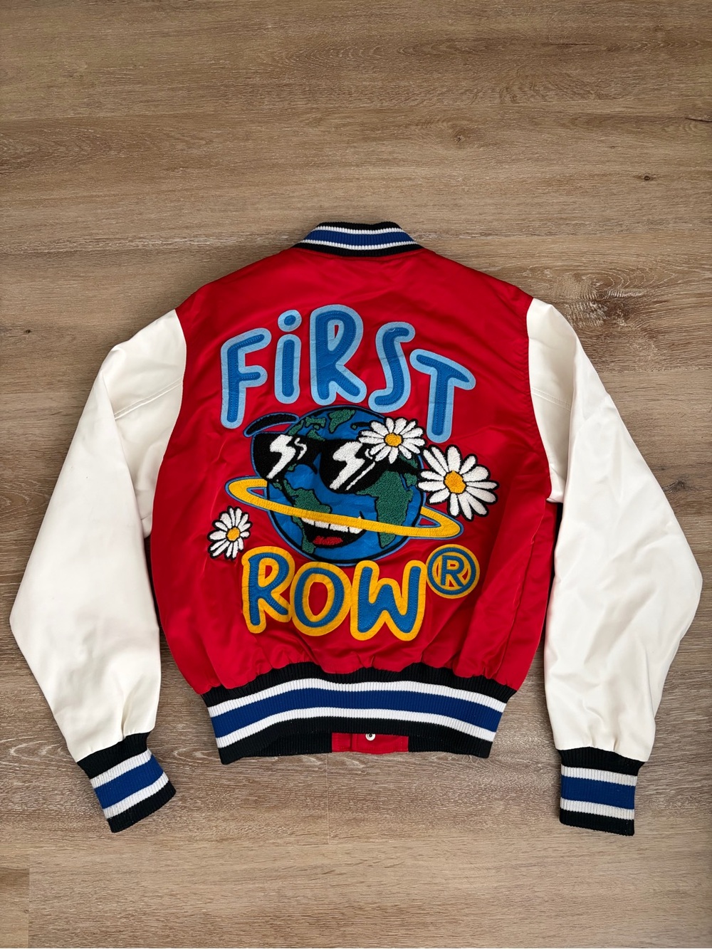 Red & White First Row Varsity Jacket - Picture 2 of 6